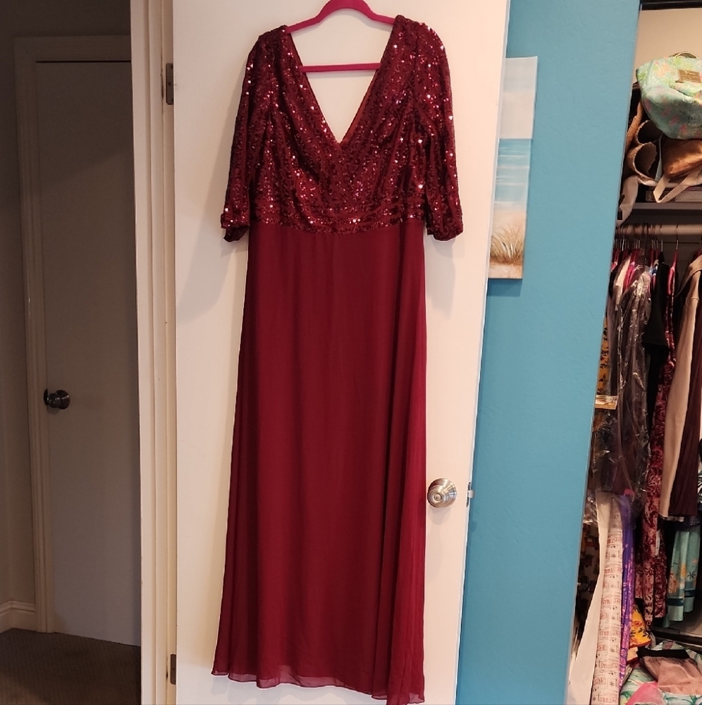 Ever Pretty Burgundy Sequin Maxi Dress